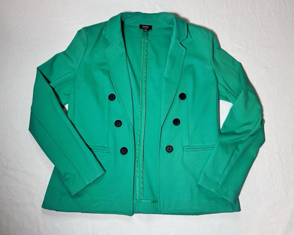 Jones New York Signature Women’s Green Double-Breasted Stretch Blazer Size S